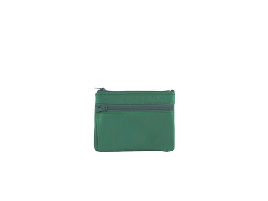 Portefeuille en cuir upcyclé à deux fermetures éclair : Cactus