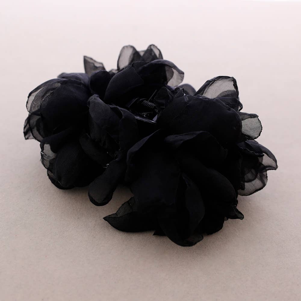Barrette à Fleurs en Tissu Corail