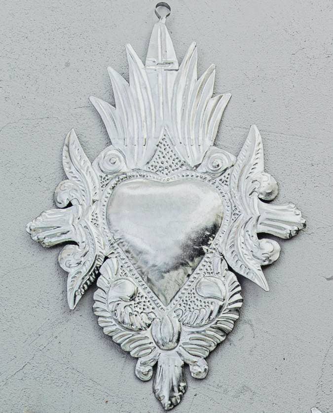 Ex-voto metal colonial model heart - Natural metal