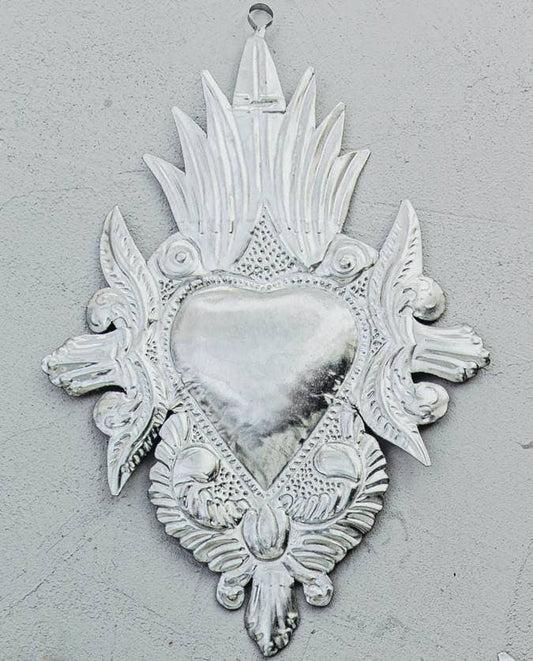 Ex-voto metal colonial model heart - Natural metal