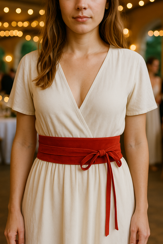 Ceinture obi en cuir suédé noir